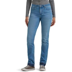 imageLee Womens Legendary Mid Rise Straight Leg JeanFrost Over  Plaid Fleece Lined