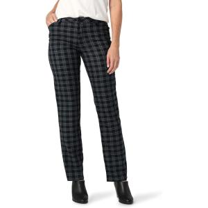 imageLee Womens Wrinkle Free Relaxed Fit Straight Leg PantUnionall BlackGray Houndstooth