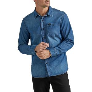 imageLee mens All Purpose Classic Fit Long Sleeve ShirtDenim Medium Wash Indigo
