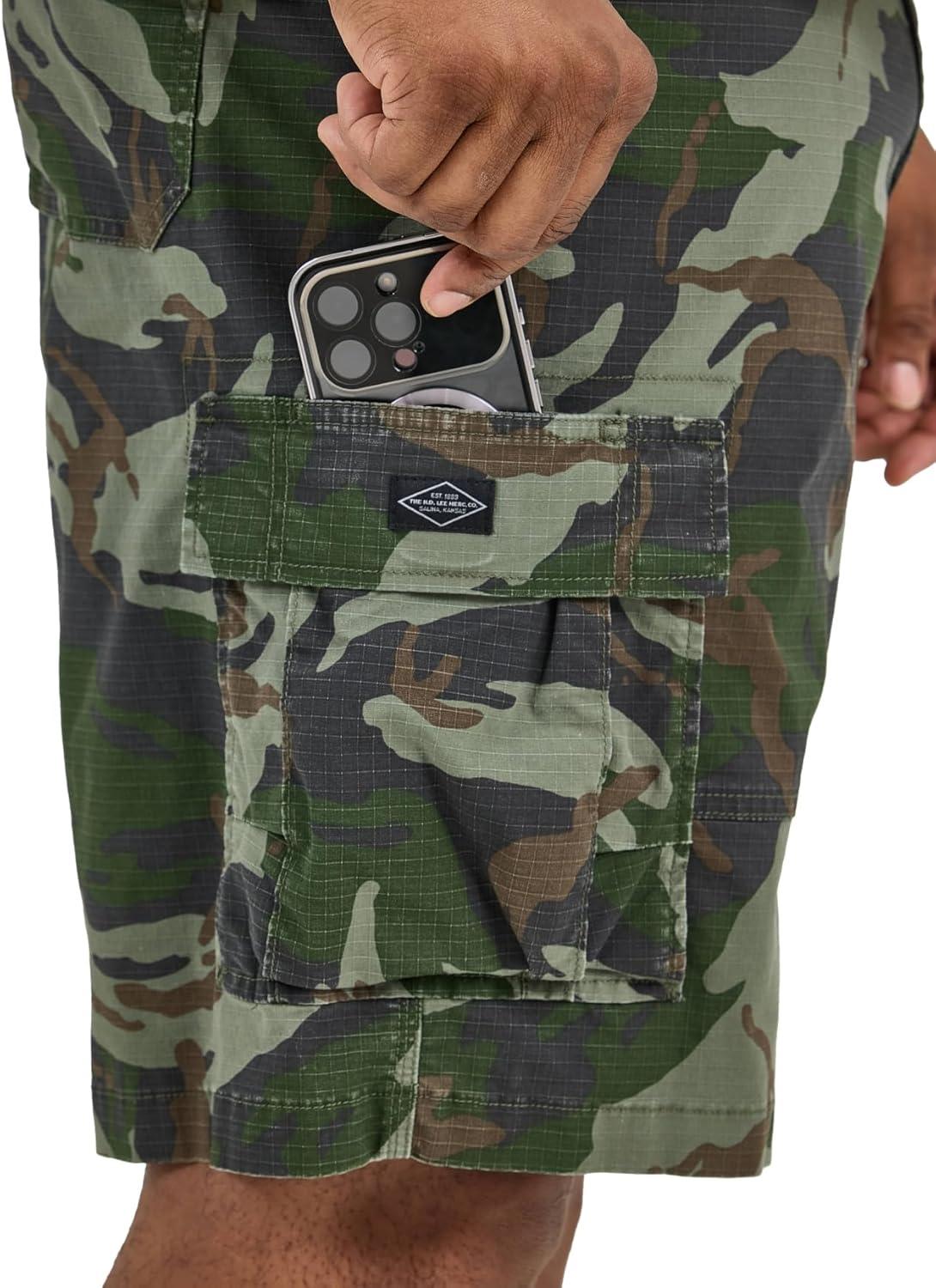 imageLee Mens Big ampamp Tall Extreme Motion Carolina Cargo ShortOlive Macon Camo Ripstop