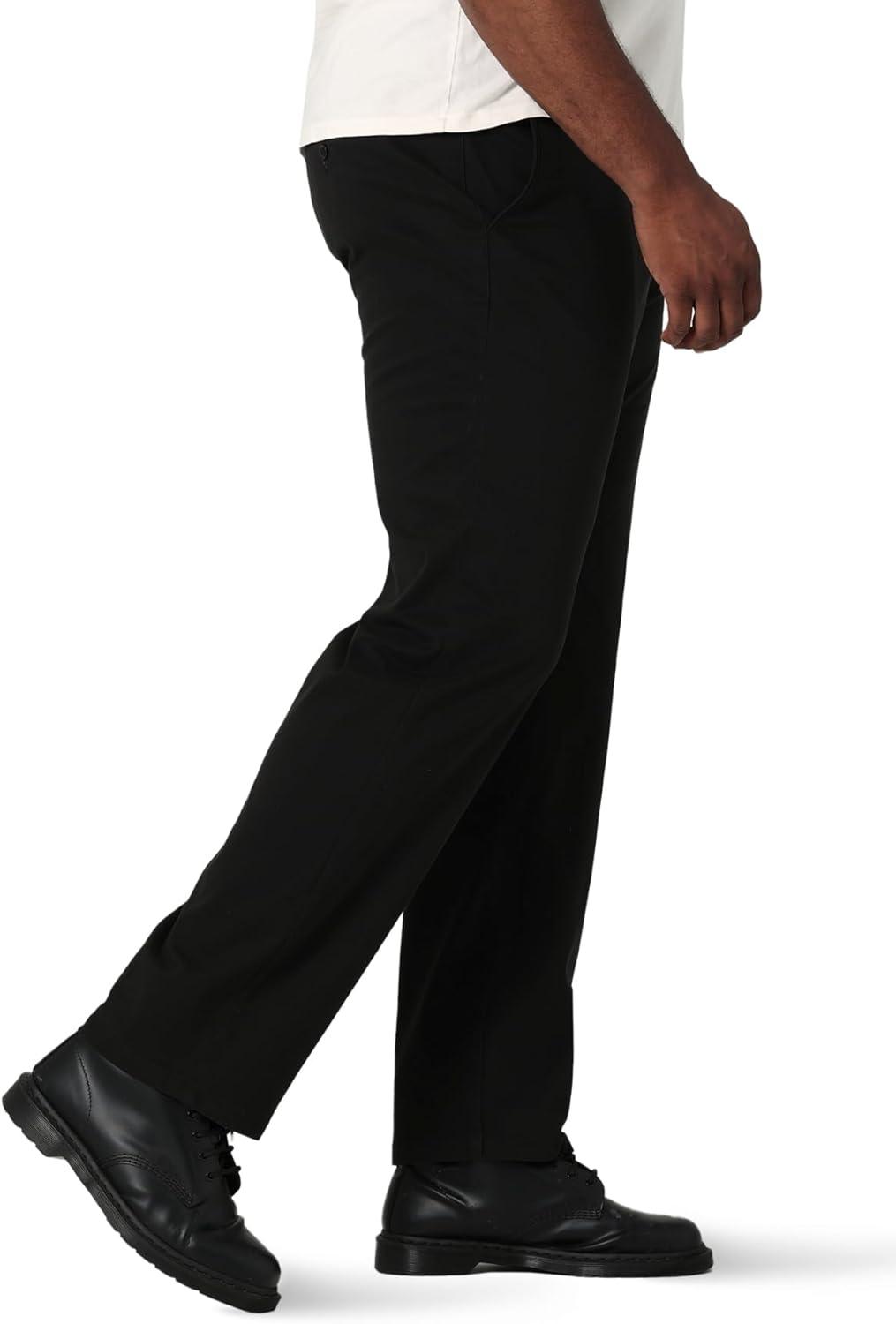 imageLee Mens Big ampamp Tall Extreme Motion Flat Front Regular Straight PantBlack