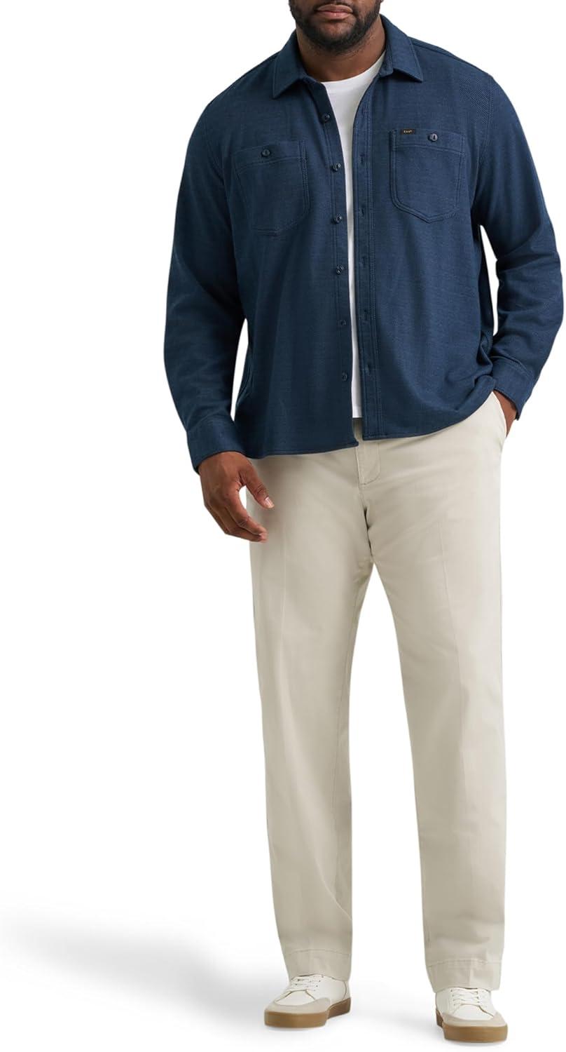 imageLee Mens Big ampamp Tall Extreme Motion Flat Front Regular Straight PantCity Beige