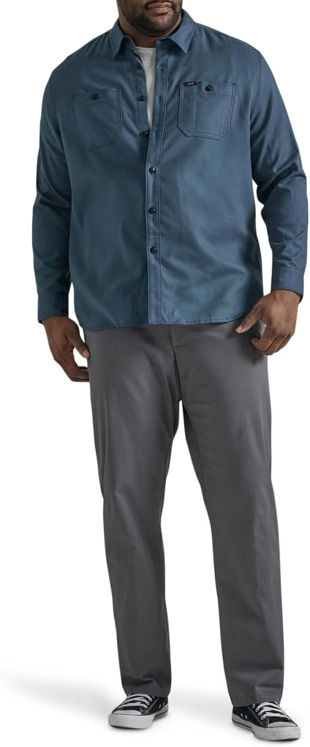 imageLee Mens Big ampamp Tall Extreme Motion Flat Front Regular Straight PantPainter Gray