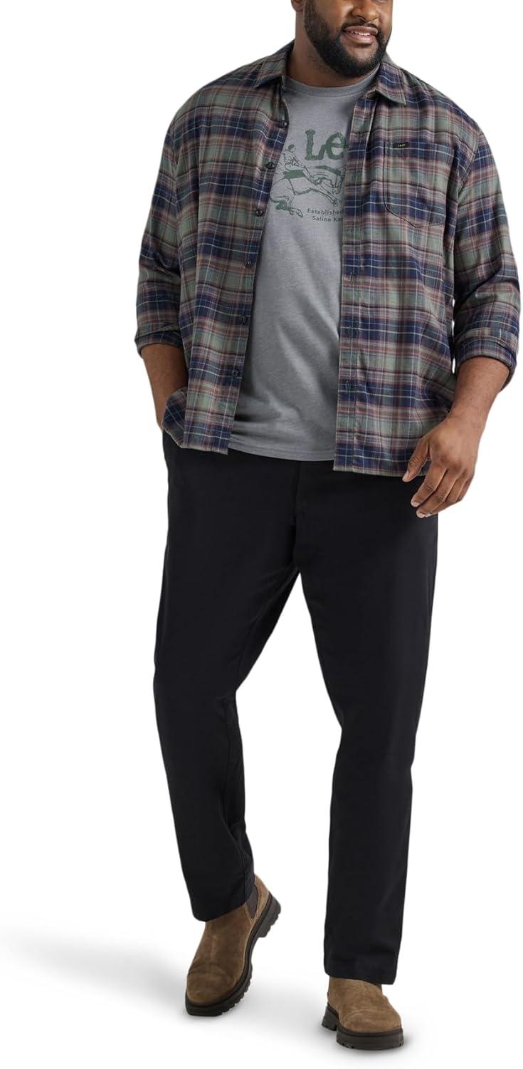 imageLee Mens Big ampamp Tall Extreme Motion Flat Front Relaxed Taper PantBlack