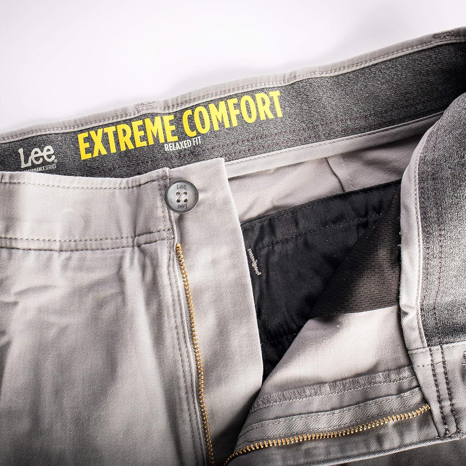 imageLee Mens Big ampamp Tall Extreme Motion Flat Front Relaxed Taper PantThunder