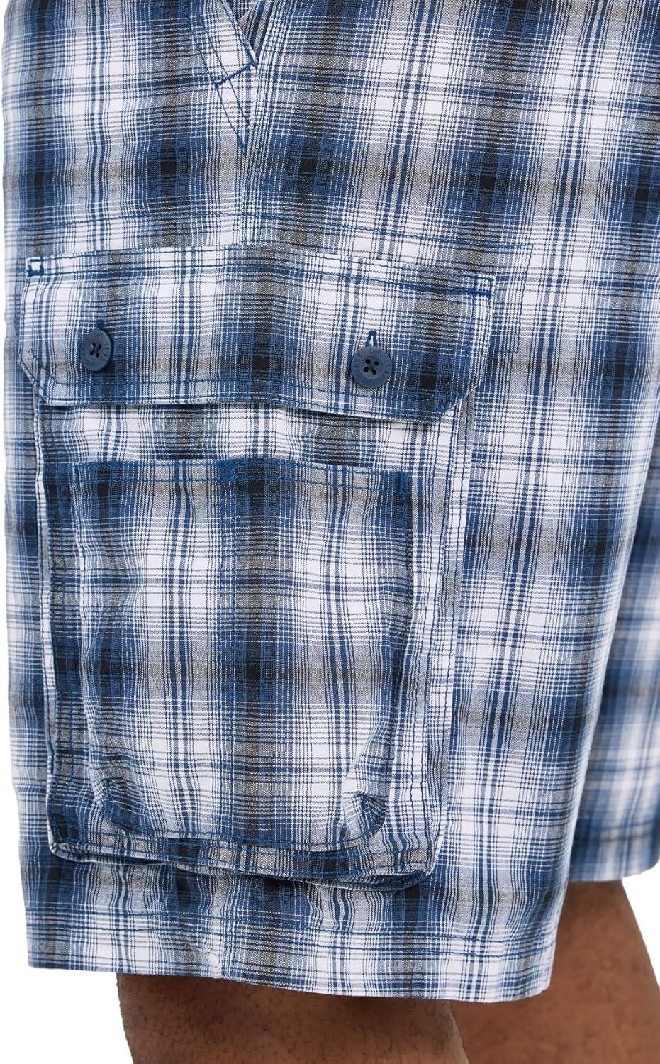 imageLee Mens Big and Tall New Belted Wyoming Cargo ShortBlue Plaid