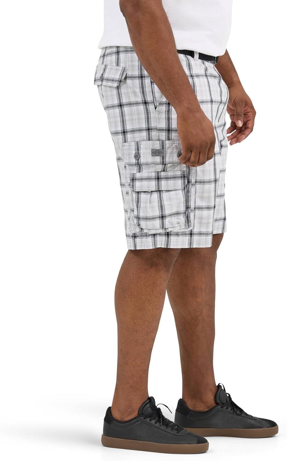 imageLee Mens Big and Tall New Belted Wyoming Cargo ShortGray Plaid