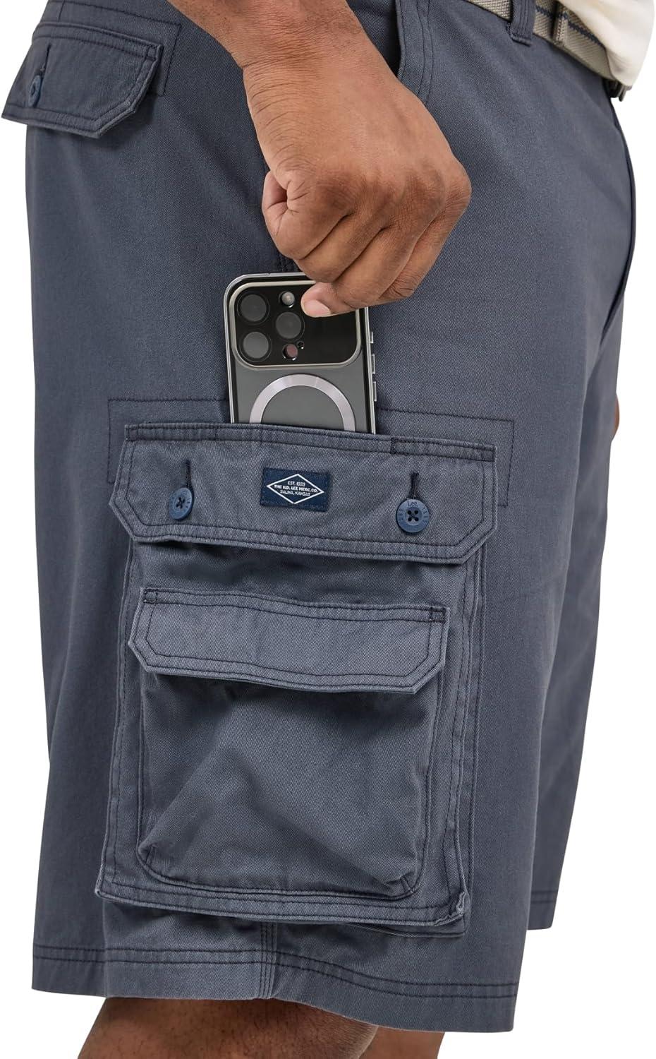 imageLee Mens Big and Tall New Belted Wyoming Cargo ShortSporting Blue