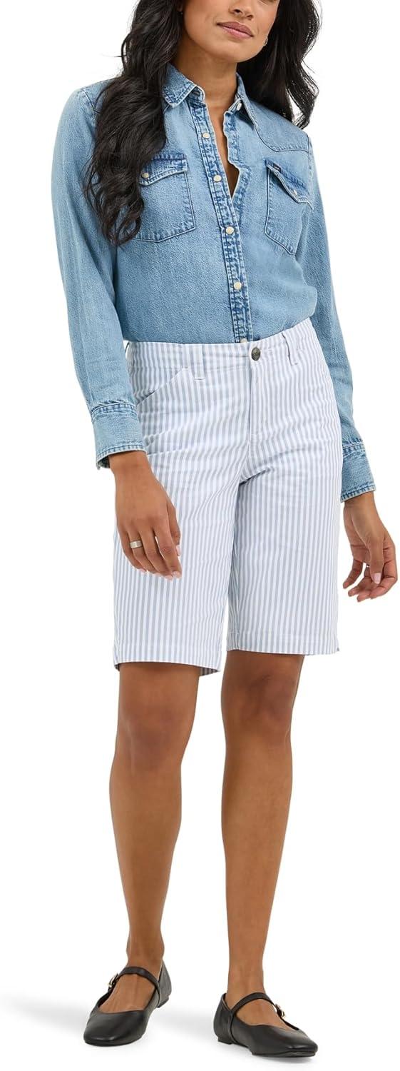imageLee Womens Legendary 9quot Chino Bermuda ShortShy Blue Stripe