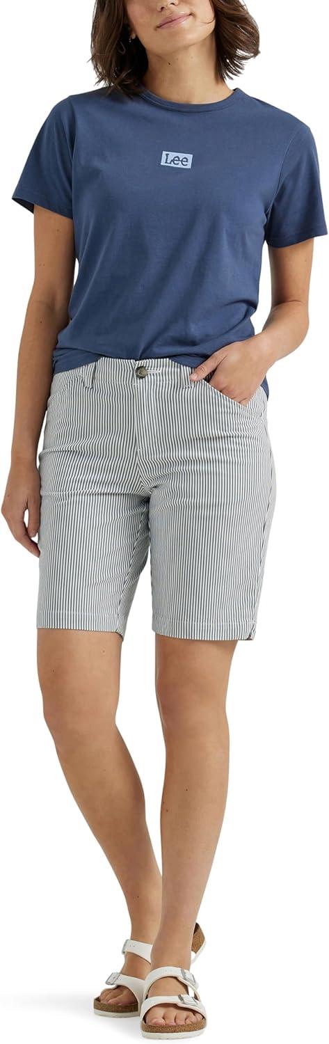 imageLee Womens Legendary 9quot Chino Bermuda ShortSummit Stripe