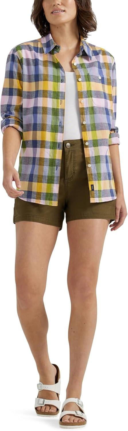 imageLee Womens Legendary Long Sleeve All Purpose Button Down ShirtKiwi Field Plaid