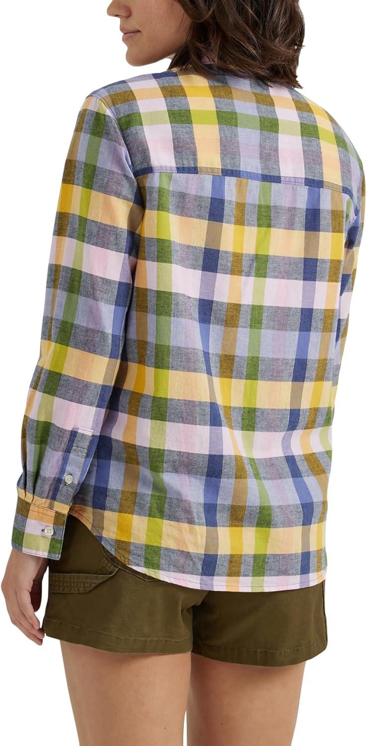 imageLee Womens Legendary Long Sleeve All Purpose Button Down ShirtKiwi Field Plaid