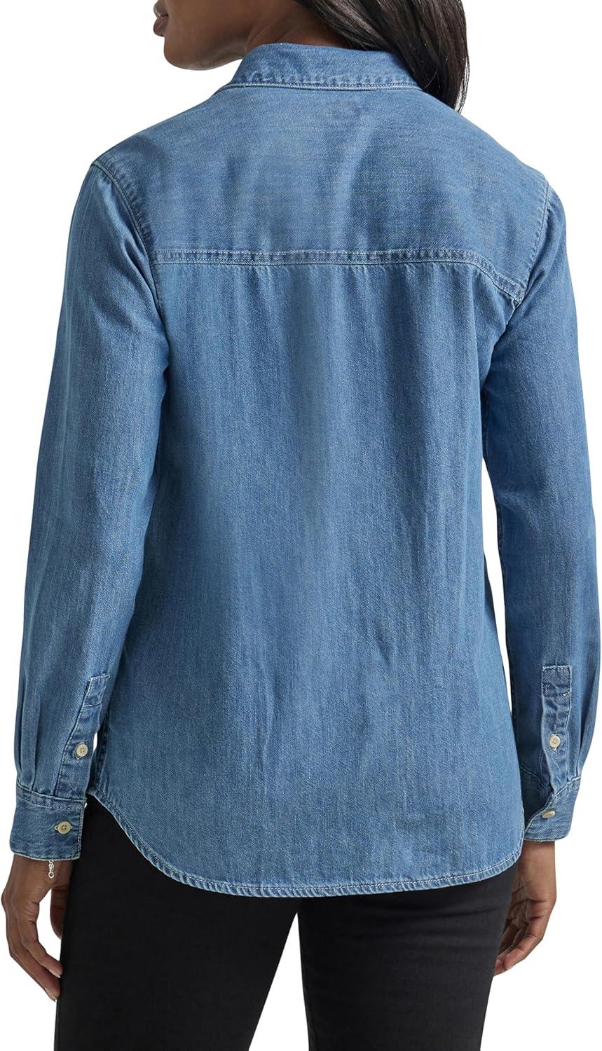 imageLee Womens Legendary Long Sleeve All Purpose Button Down ShirtMid Wash