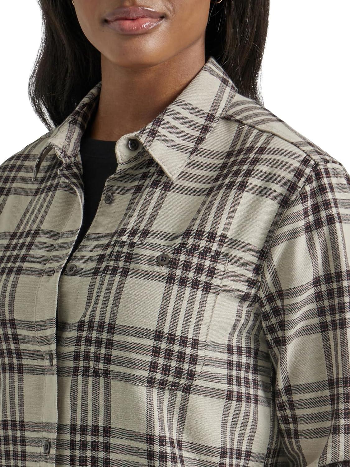 imageLee Womens Legendary Long Sleeve All Purpose Button Down ShirtRuby Cocoa Graphic Plaid