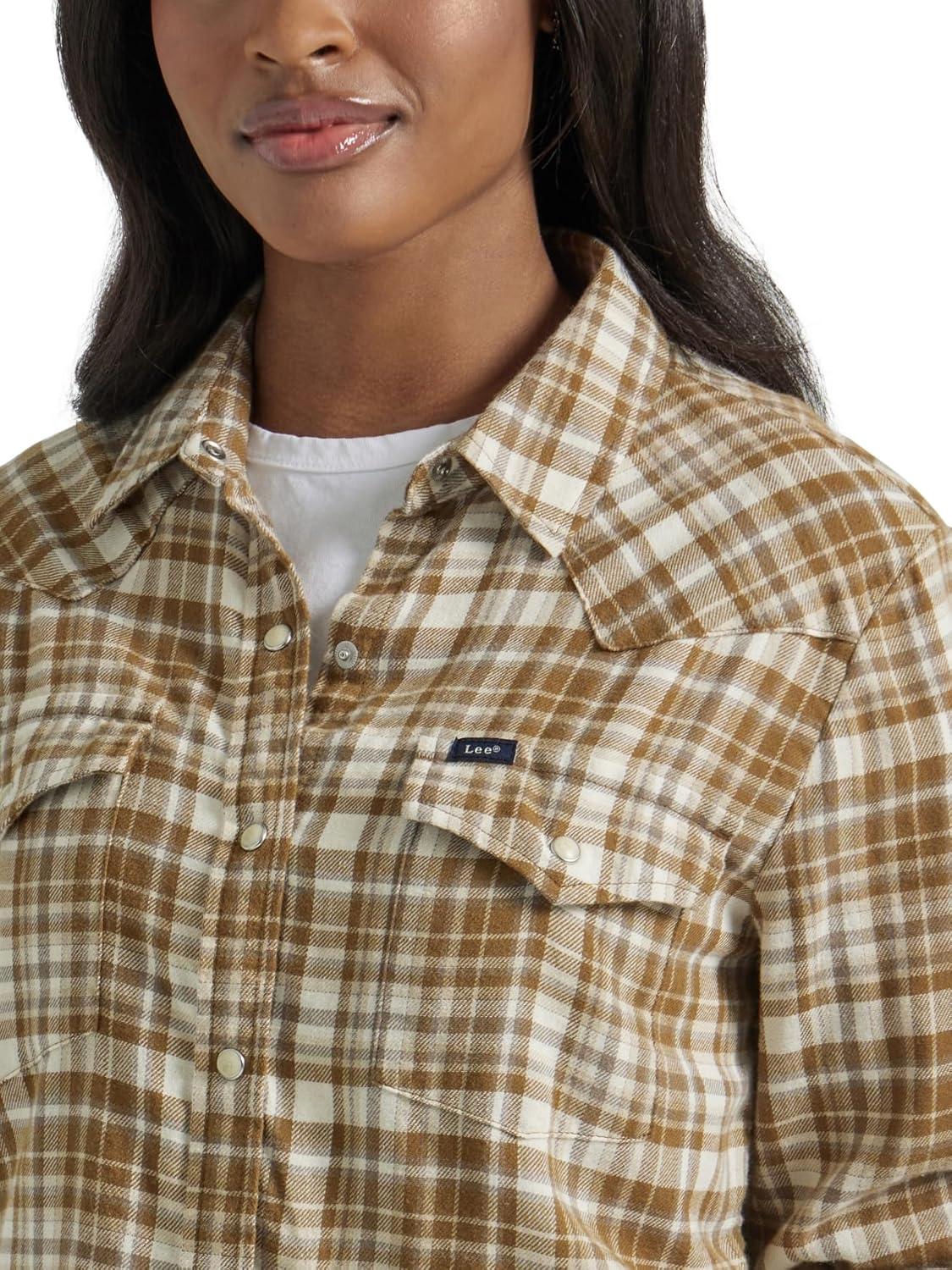imageLee Womens Legendary Slim Fit Western Snap ShirtNeutral Multi Plaid