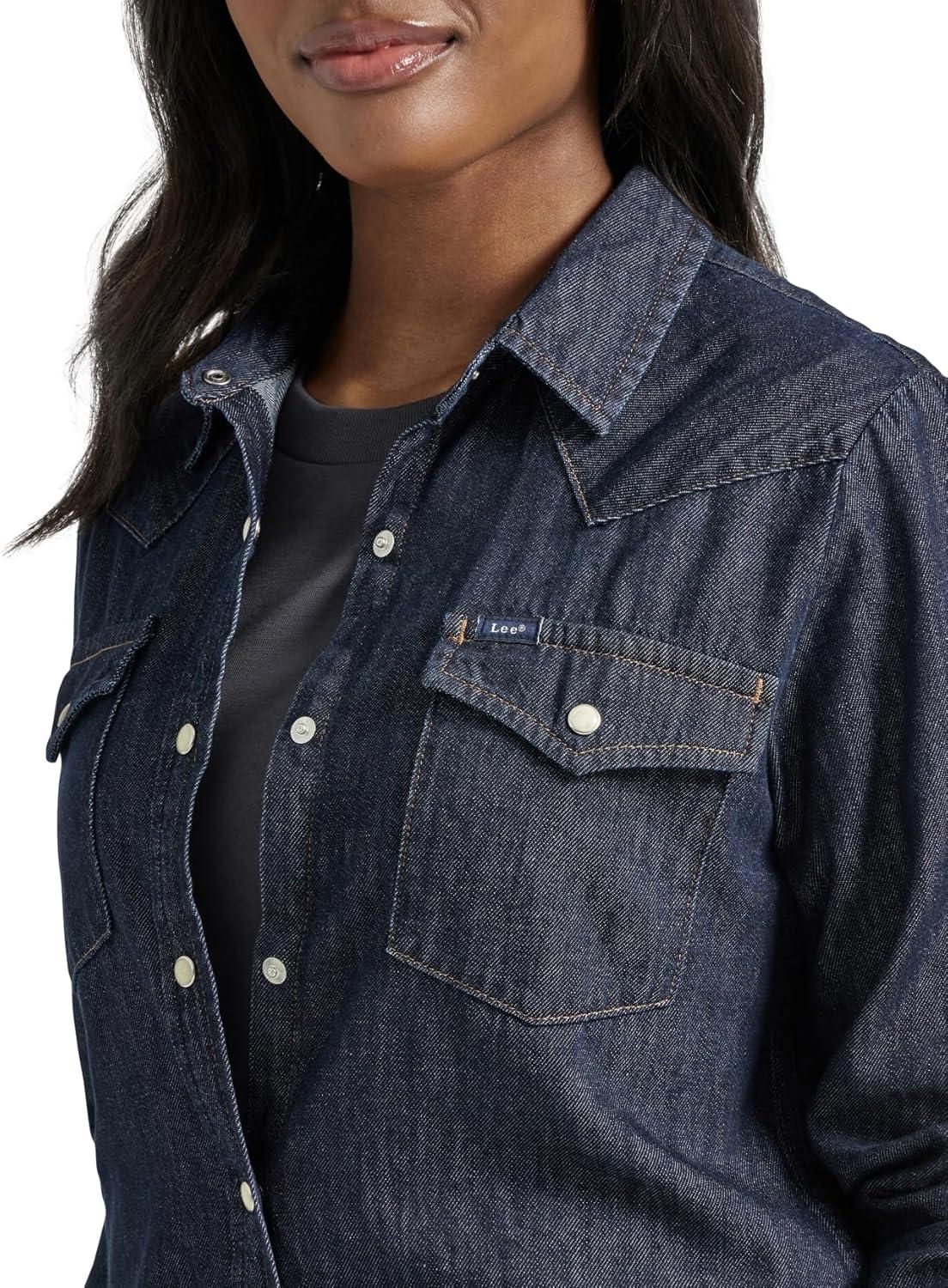 imageLee Womens Legendary Slim Fit Western Snap ShirtObsidian Night  Dark Blue