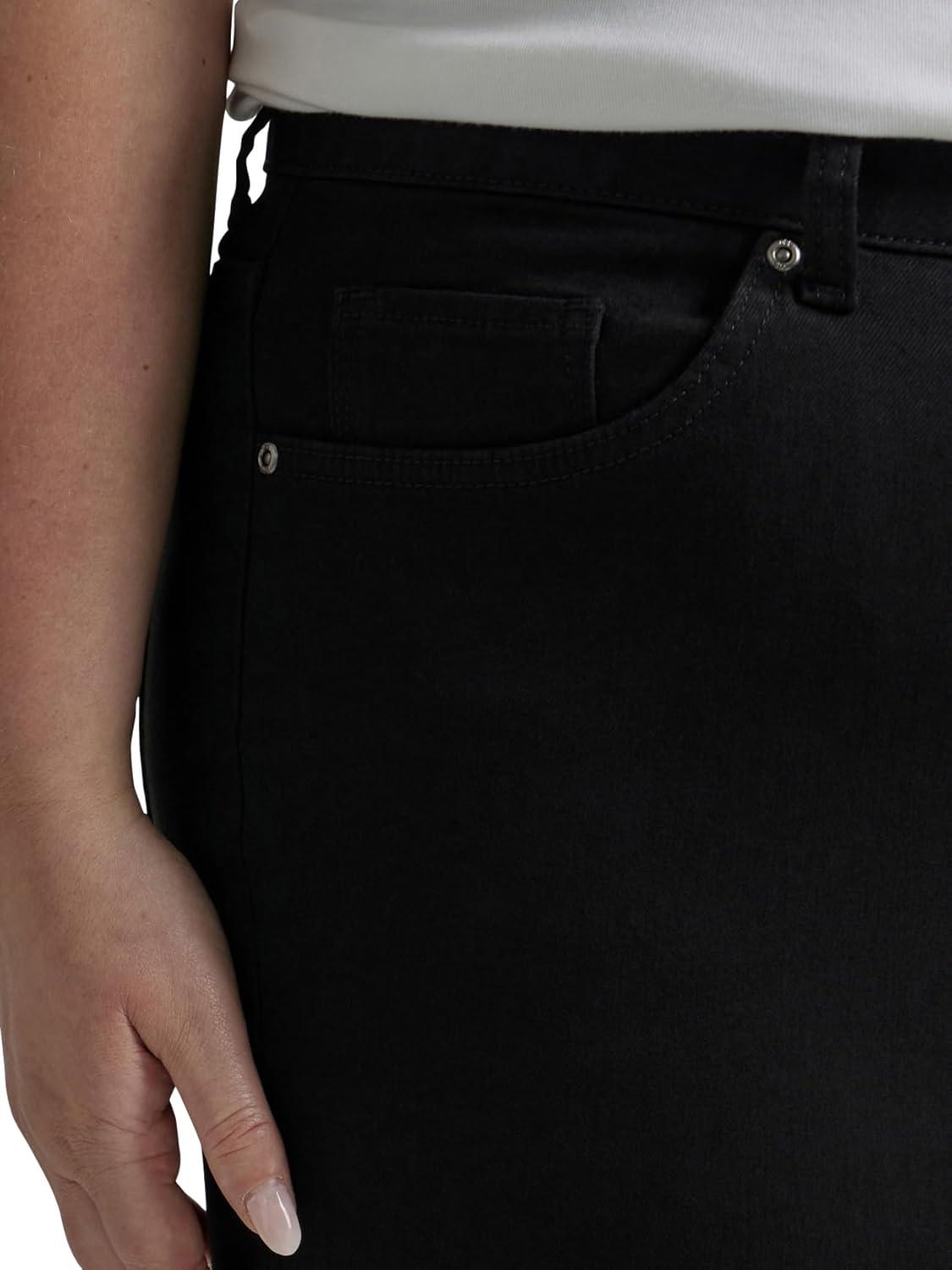 imageLee Womens Petite Legendary Mid Rise Straight Leg JeanBlack