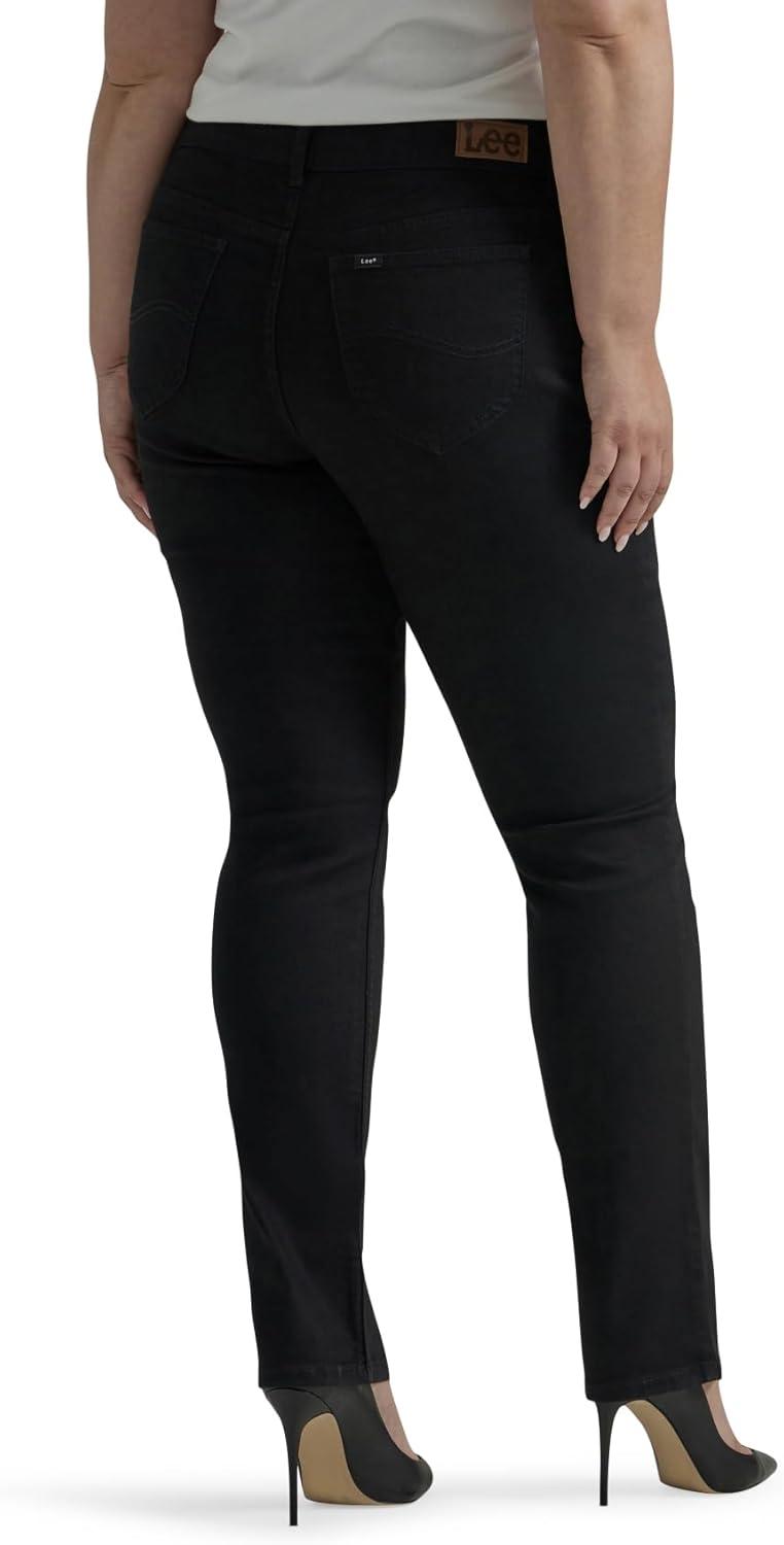 imageLee Womens Petite Legendary Mid Rise Straight Leg JeanBlack