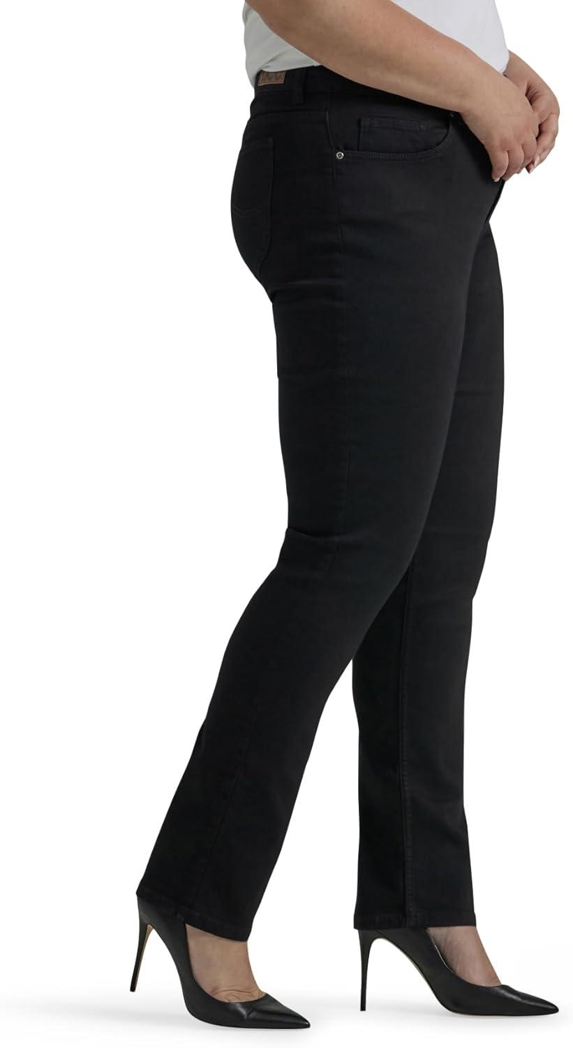 imageLee Womens Petite Legendary Mid Rise Straight Leg JeanBlack