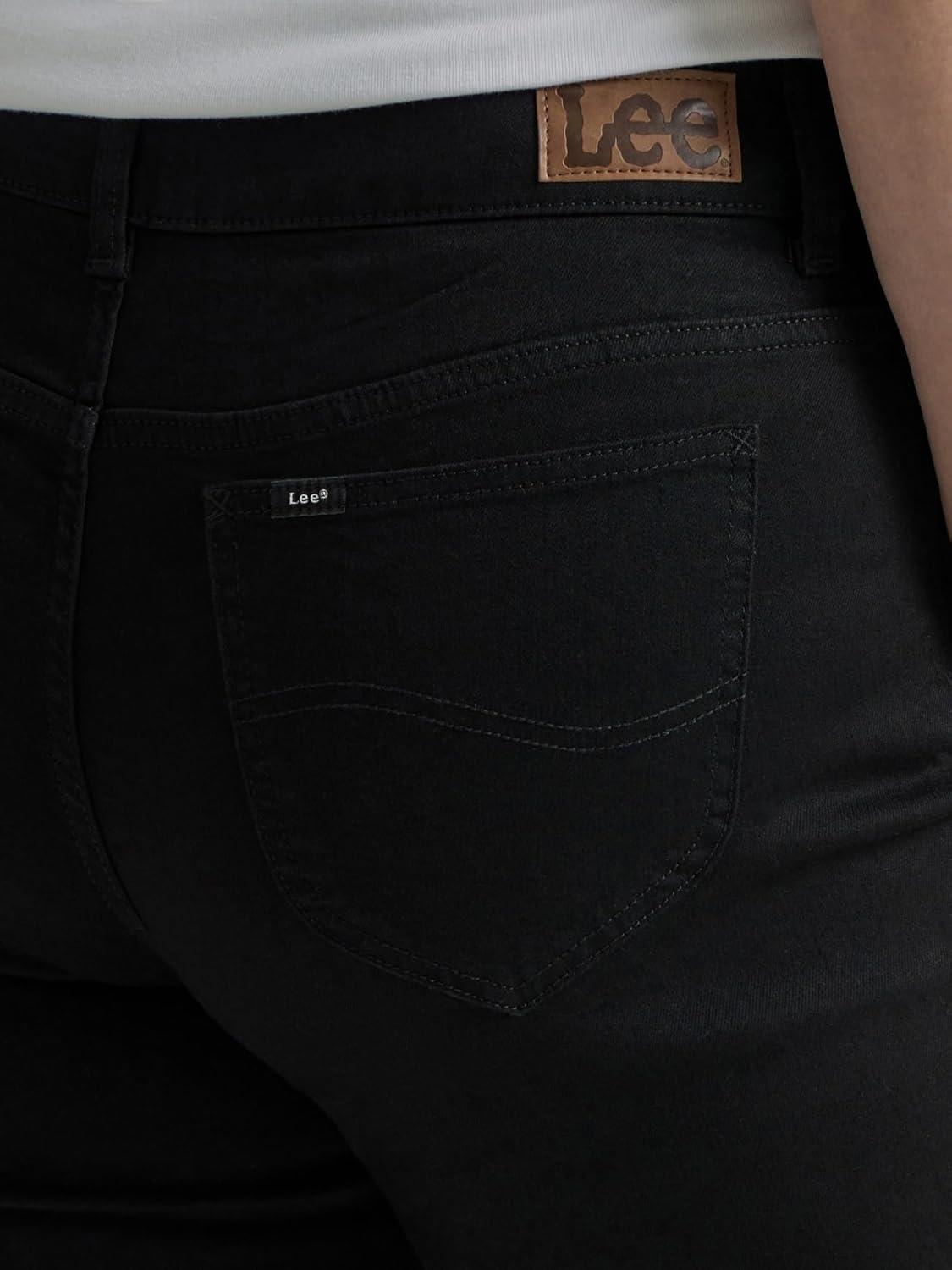 imageLee Womens Petite Legendary Mid Rise Straight Leg JeanBlack
