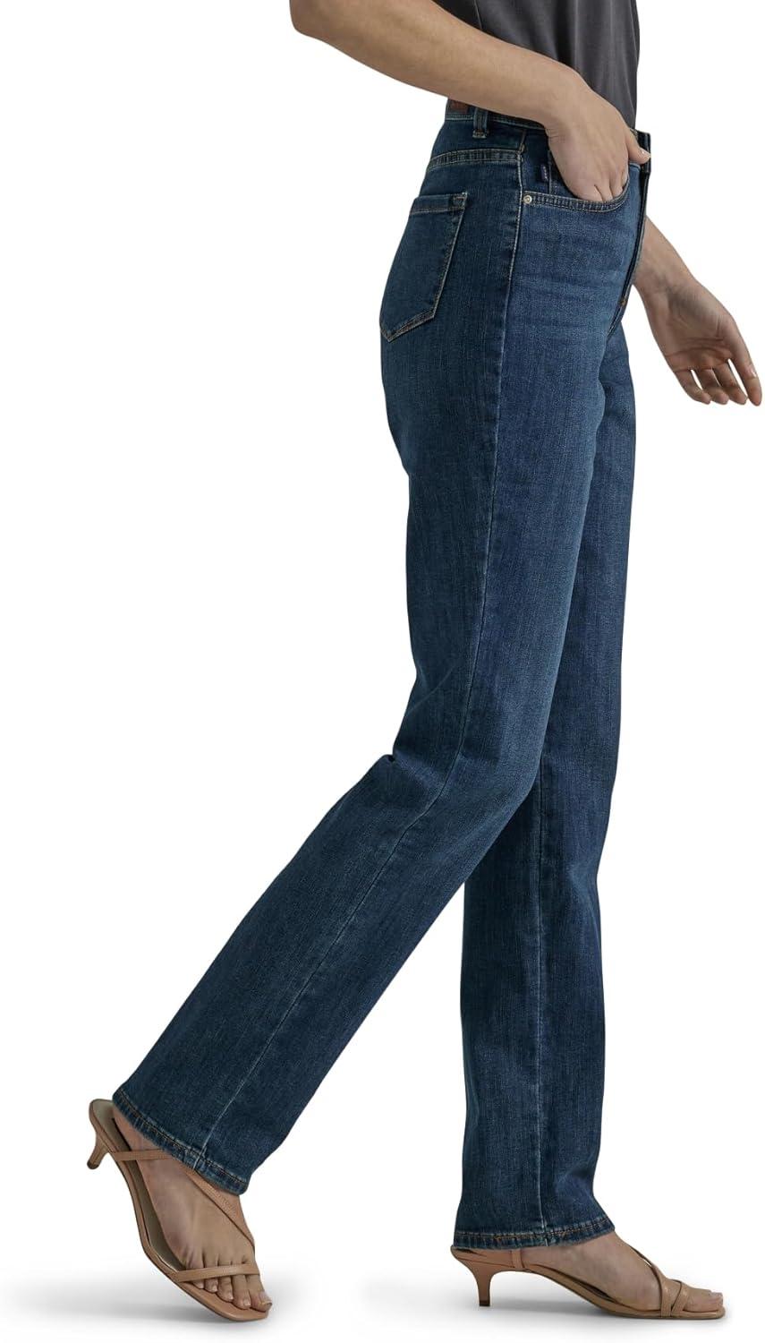 imageLee Womens Petite Legendary Mid Rise Straight Leg JeanEllis Blue