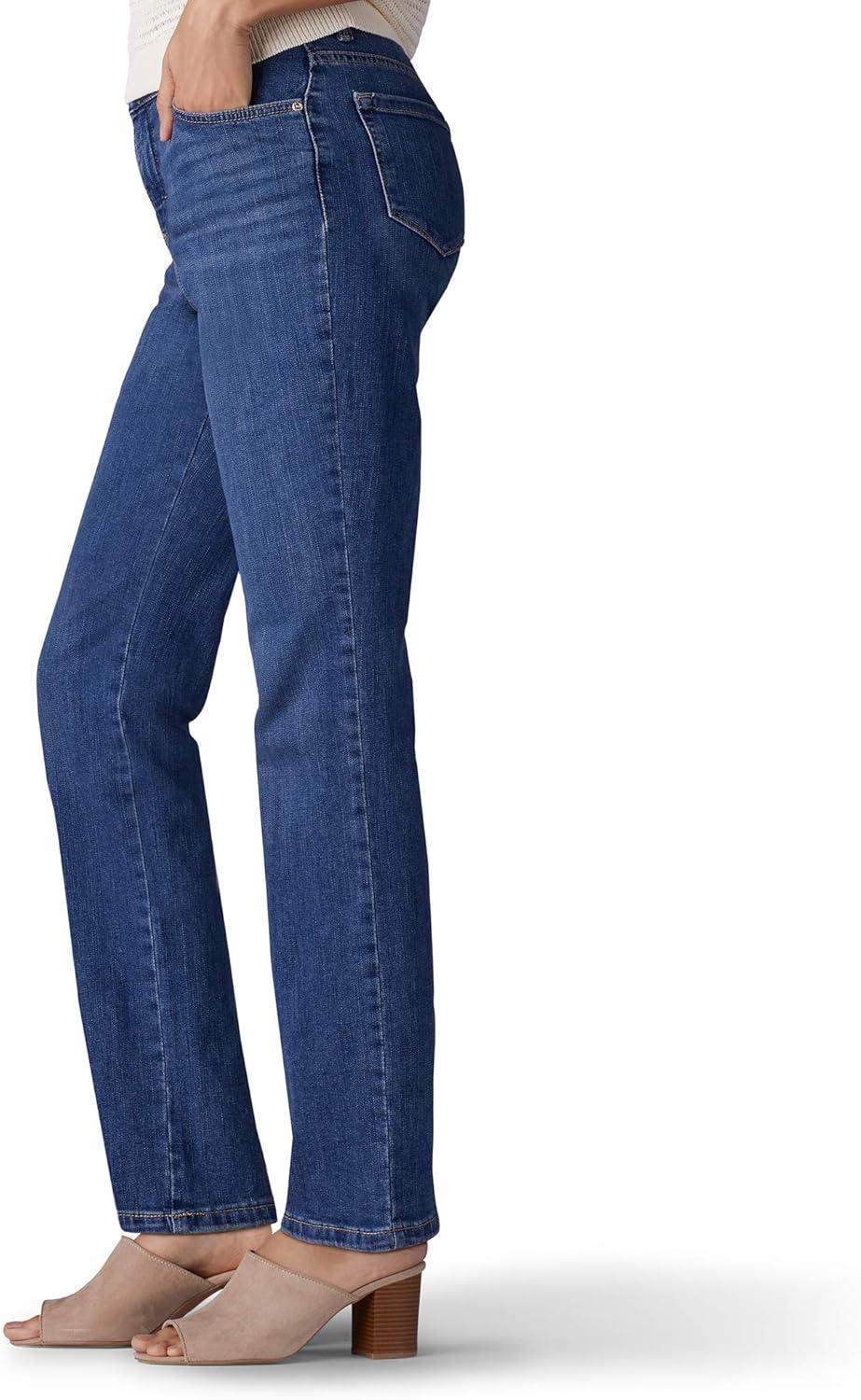 imageLee Womens Petite Legendary Mid Rise Straight Leg JeanSeattle Blue