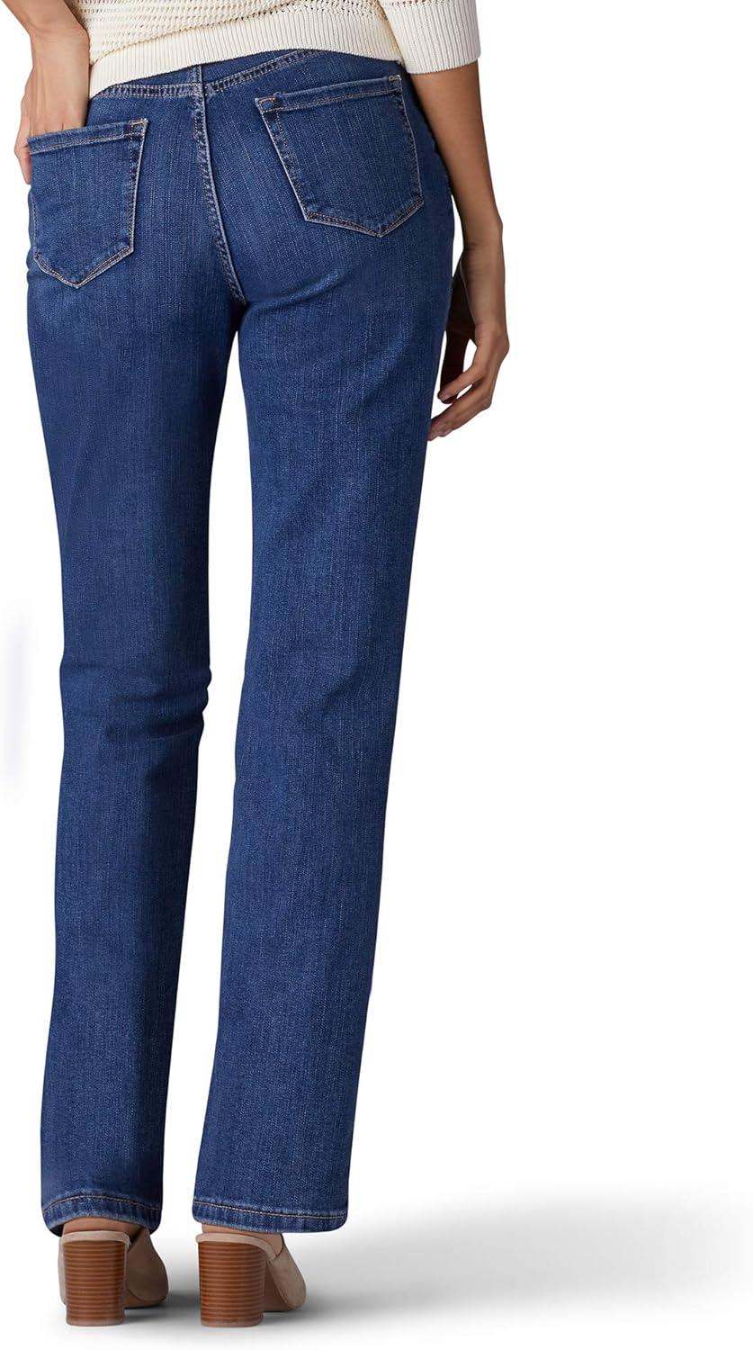 imageLee Womens Petite Legendary Mid Rise Straight Leg JeanSeattle Blue
