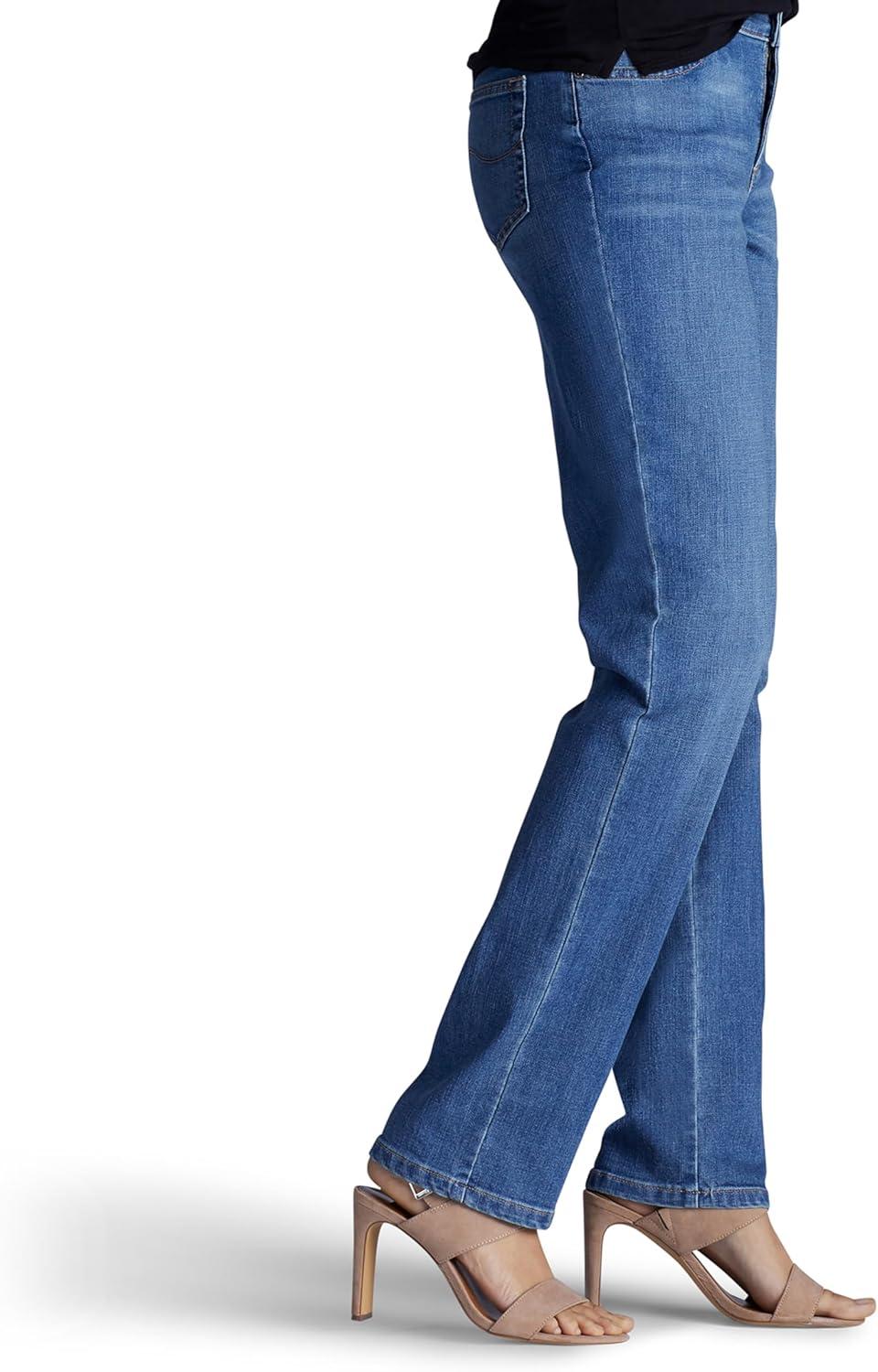 imageLee Womens Petite Relaxed Fit Straight Leg JeanMeridian Blue