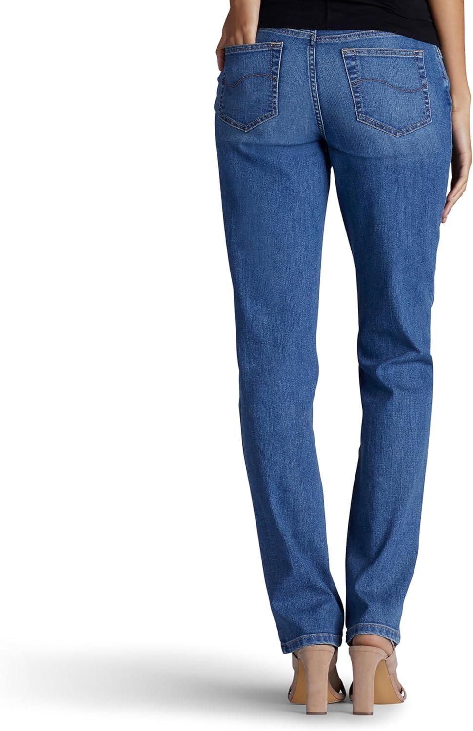 imageLee Womens Petite Relaxed Fit Straight Leg JeanMeridian Blue