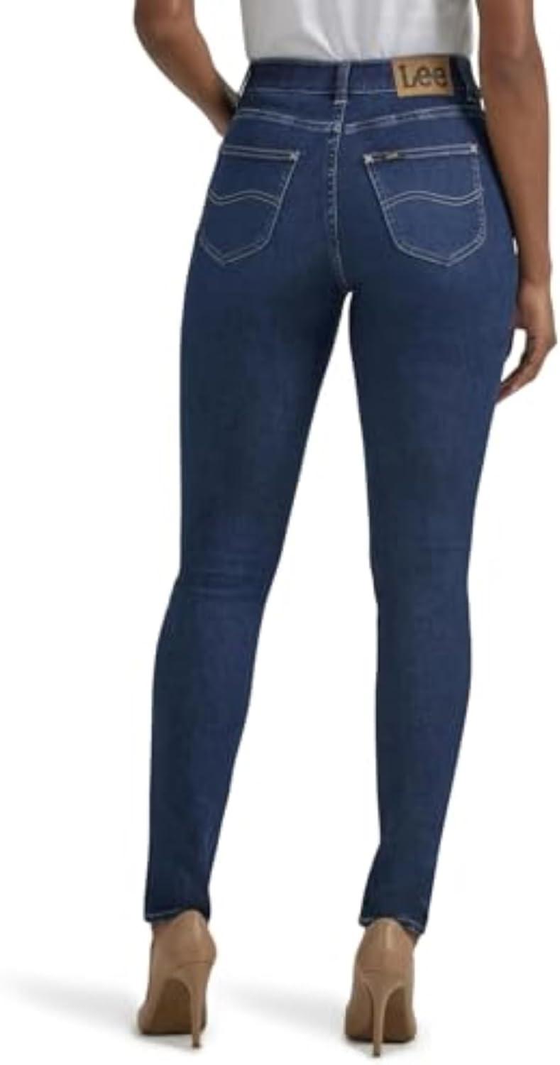 imageLee Womens Petite Ultra Lux Comfort with Flex Motion High Rise Skinny JeanDeepest Dark
