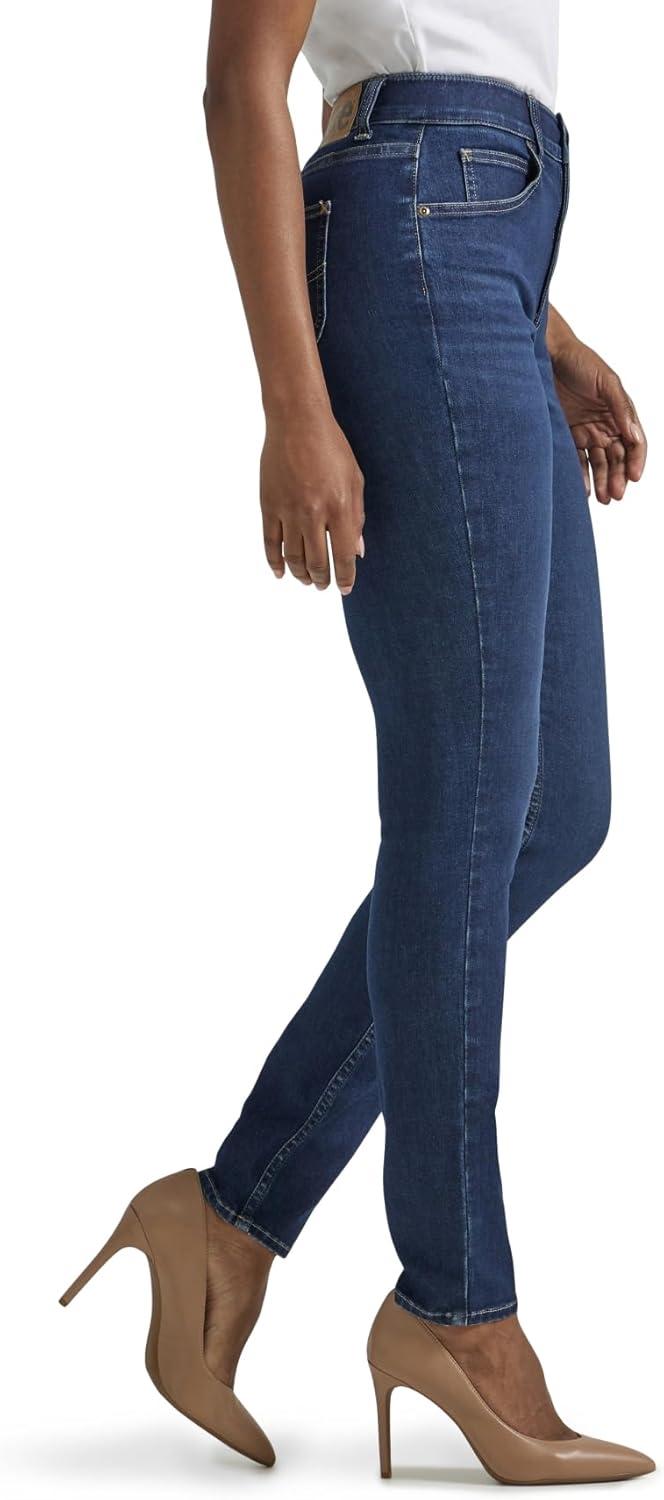 imageLee Womens Petite Ultra Lux Comfort with Flex Motion High Rise Skinny JeanDeepest Dark