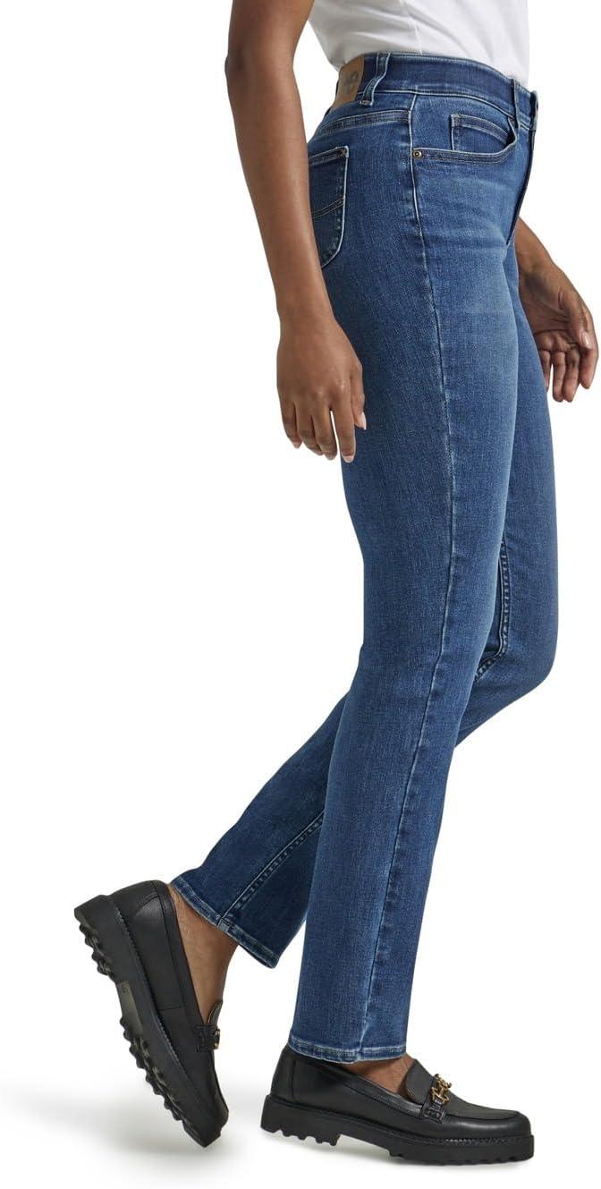 imageLee Womens Petite Ultra Lux Comfort with Flex Motion Straight Leg JeanCobalt Sheen