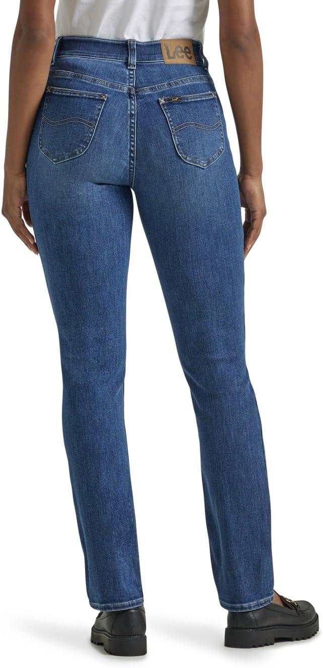imageLee Womens Petite Ultra Lux Comfort with Flex Motion Straight Leg JeanCobalt Sheen
