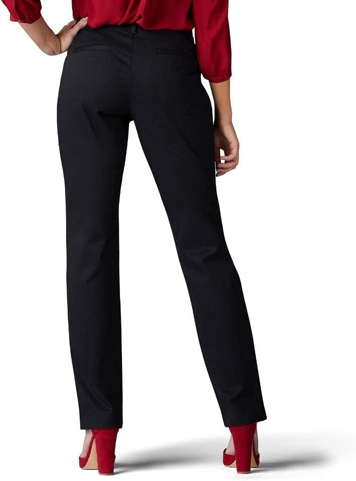 imageLee Womens Petite Wrinkle Free Relaxed Fit Straight Leg PantBlack