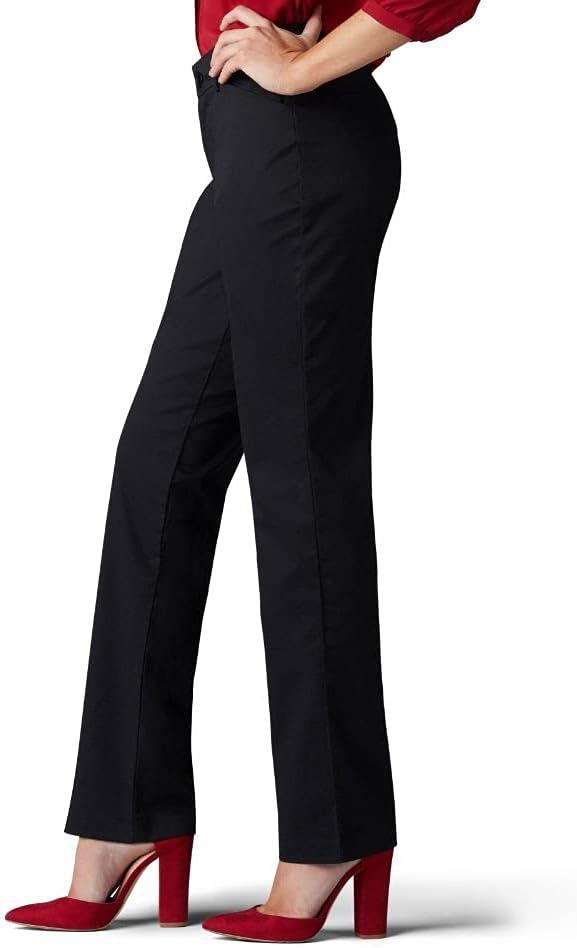 imageLee Womens Petite Wrinkle Free Relaxed Fit Straight Leg PantBlack