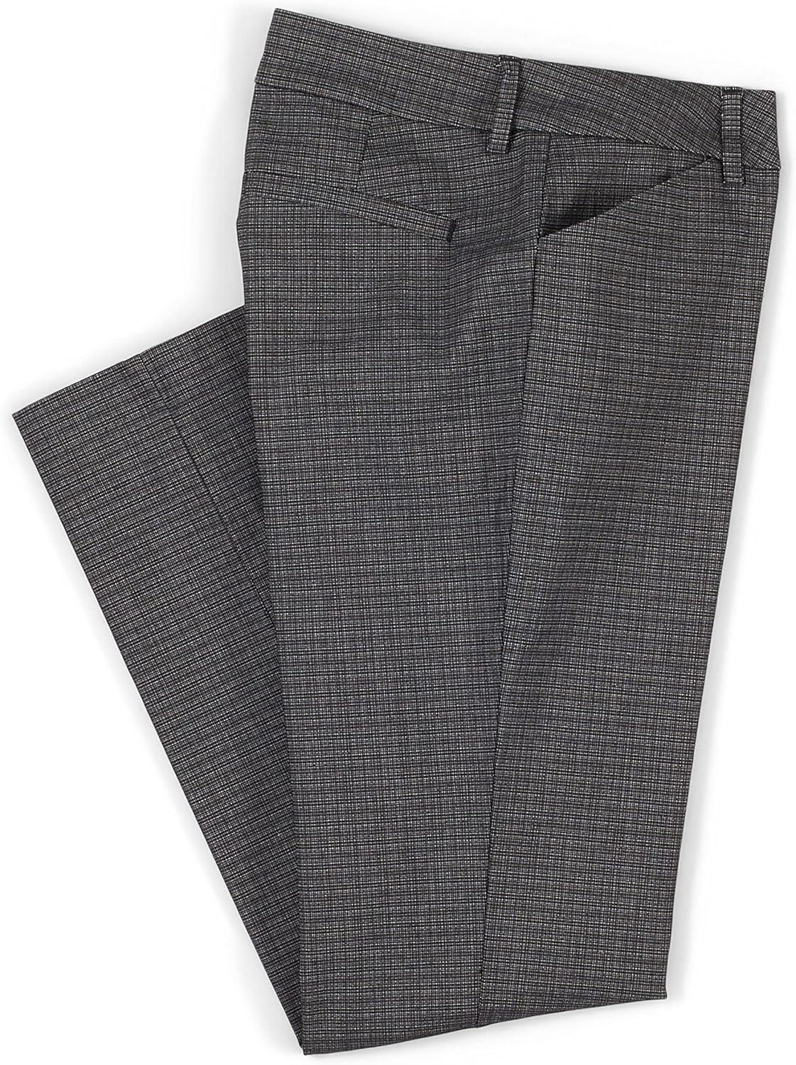 imageLee Womens Petite Wrinkle Free Relaxed Fit Straight Leg PantBlackWhite Rockhill Plaid