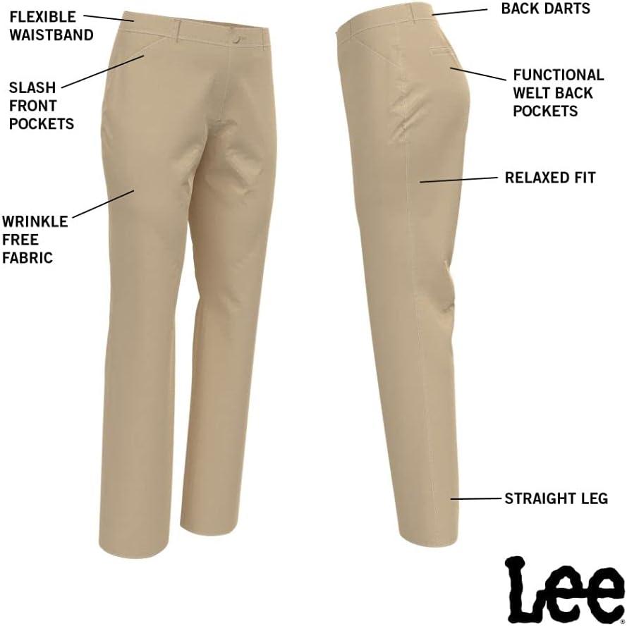 imageLee Womens Petite Wrinkle Free Relaxed Fit Straight Leg PantDark Earth