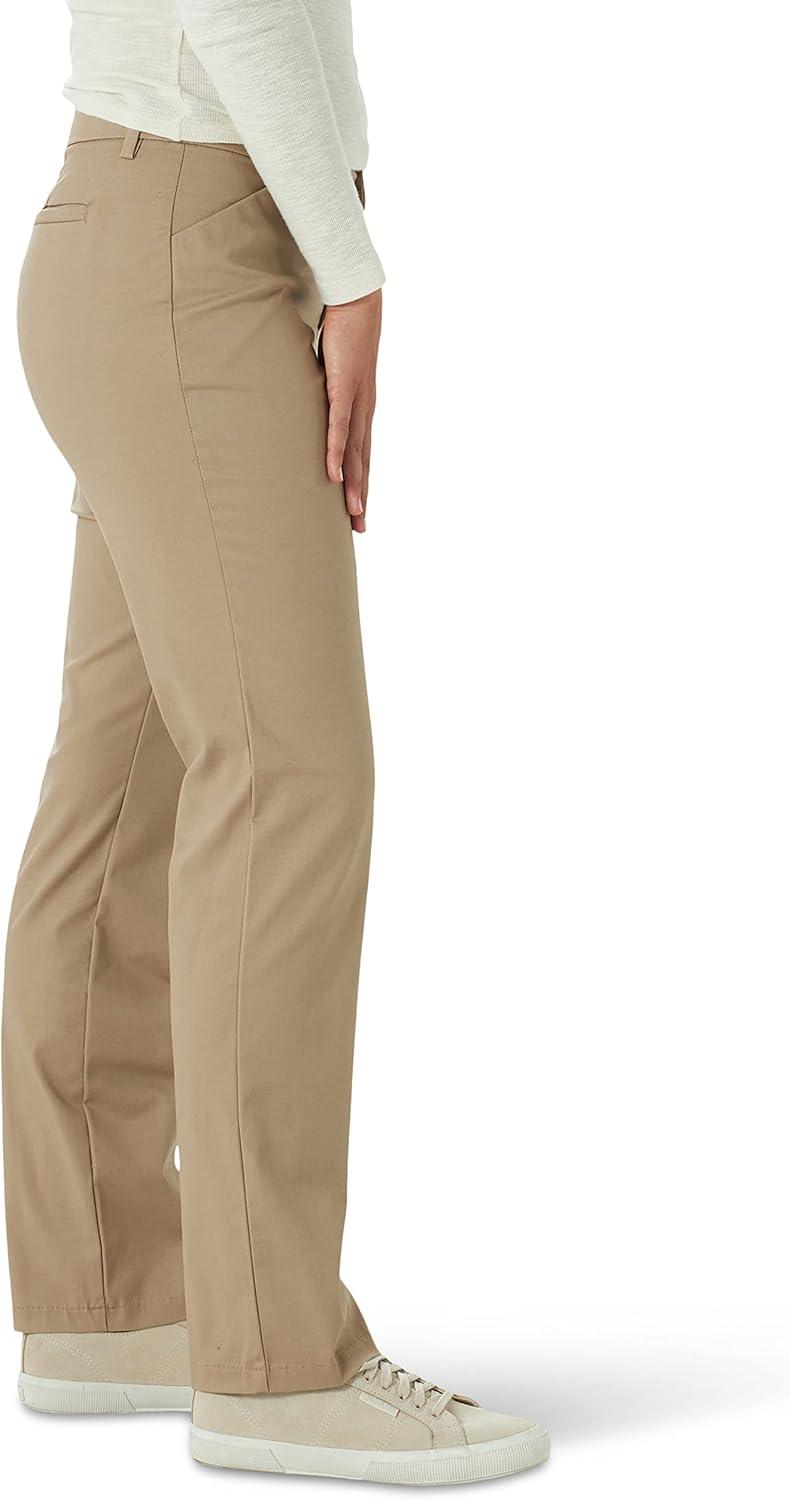 imageLee Womens Petite Wrinkle Free Relaxed Fit Straight Leg PantFlax