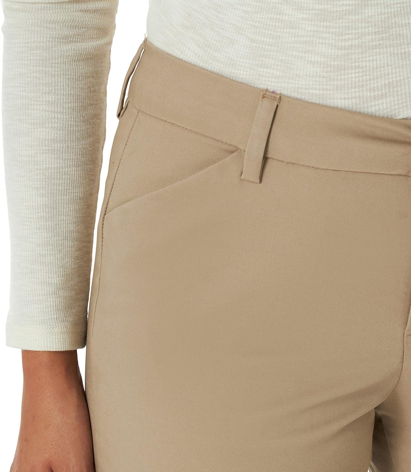 imageLee Womens Petite Wrinkle Free Relaxed Fit Straight Leg PantFlax