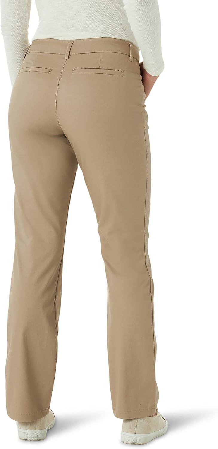 imageLee Womens Petite Wrinkle Free Relaxed Fit Straight Leg PantFlax