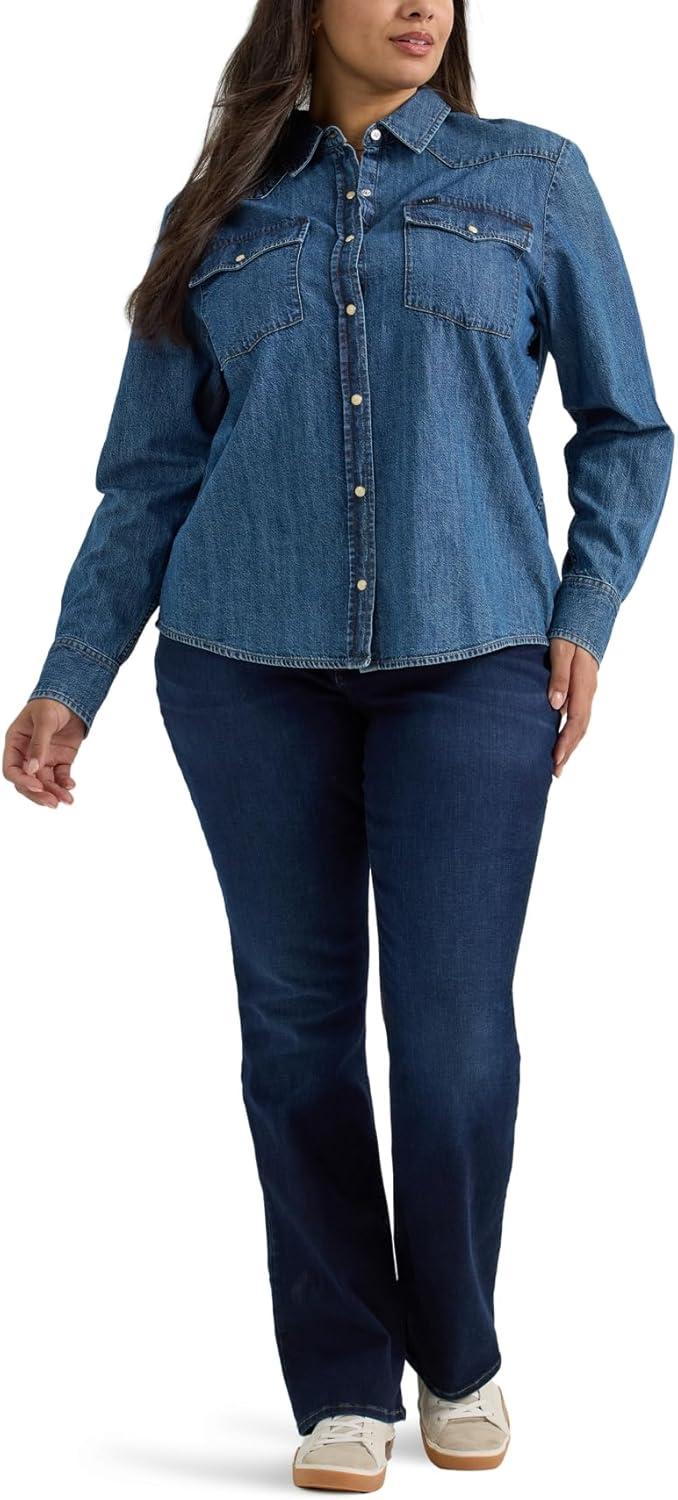 imageLee Womens Plus Size Legendary Long Sleeve Western Snap ShirtUnderstated Ground