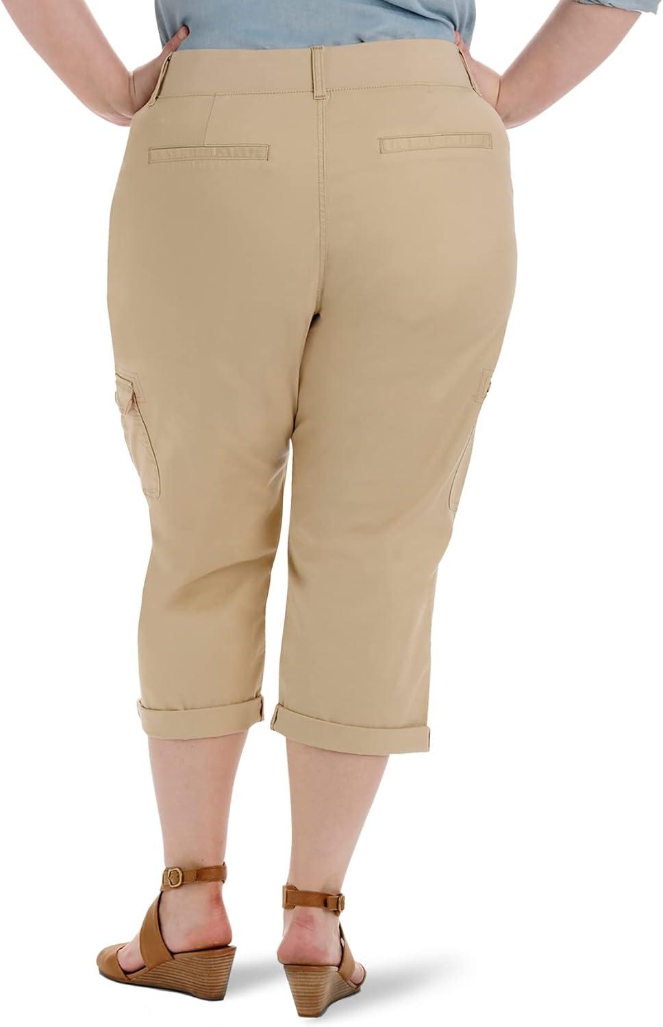 imageLee Womens Plus Size Relaxed Fit Austyn Knit Waist Cargo Capri PantCaf
