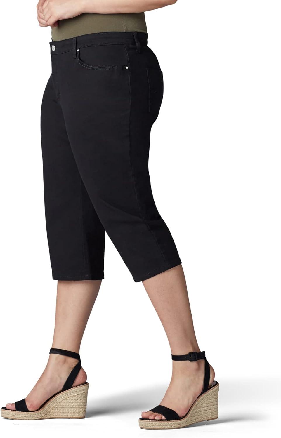 imageLee Womens Plus Size Relaxed Fit Denim Capri JeanBlack