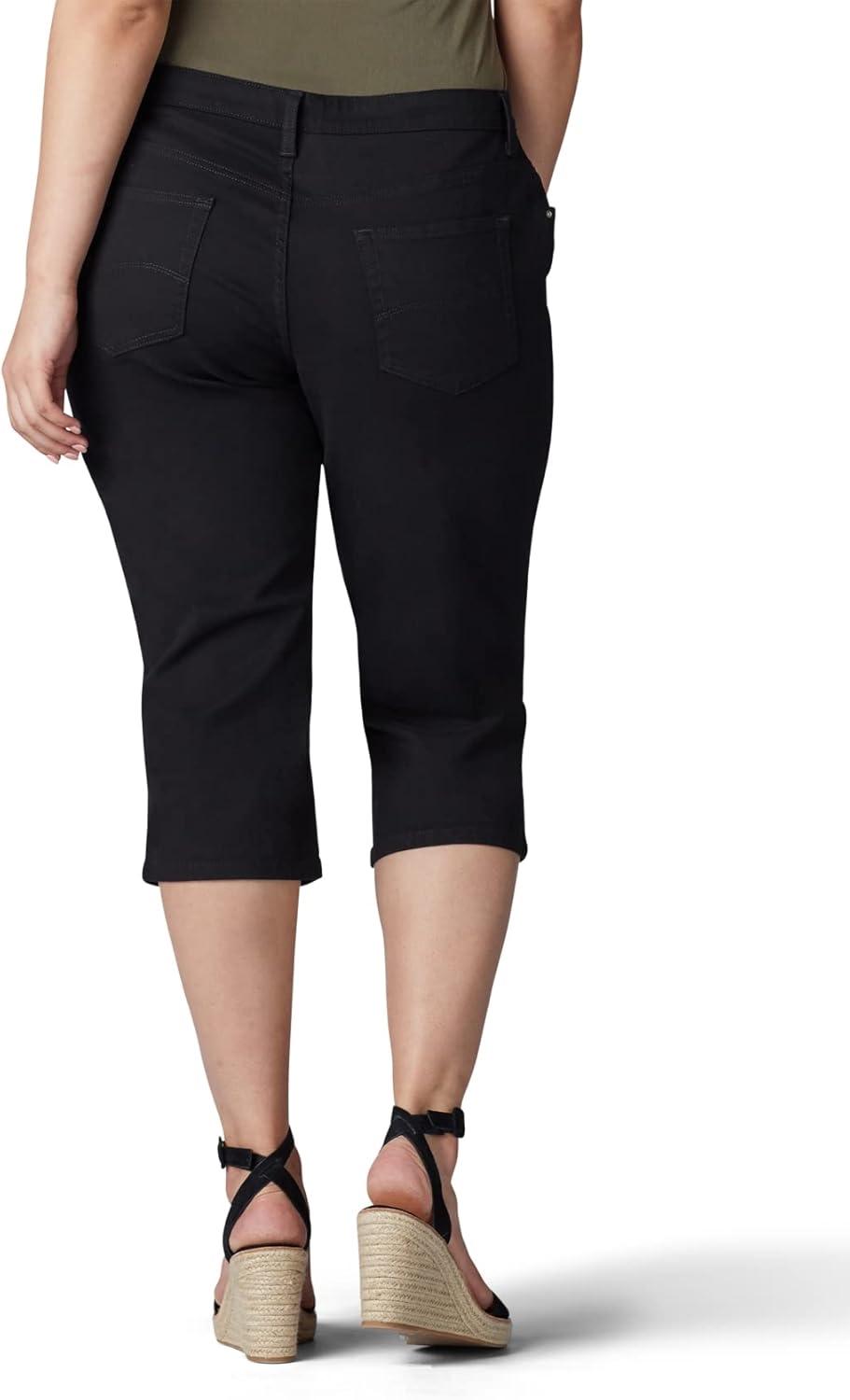 imageLee Womens Plus Size Relaxed Fit Denim Capri JeanBlack