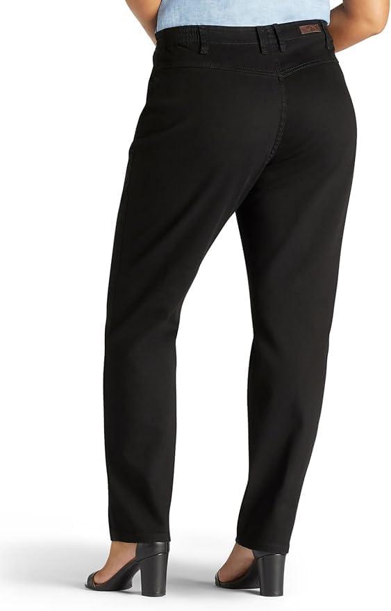 imageLee Womens Plus Size Relaxed Fit Side Elastic Tapered Leg JeanBlack