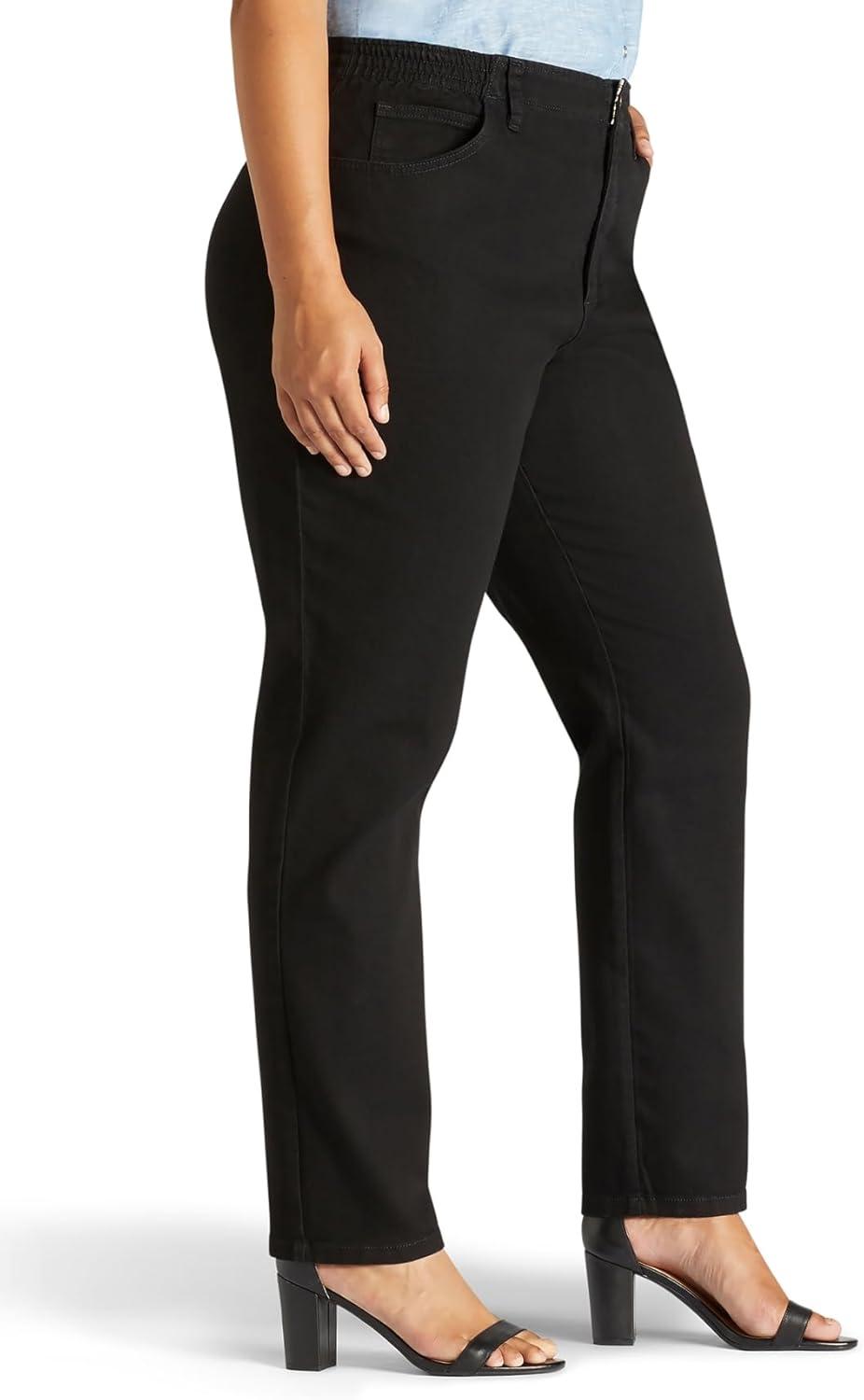 imageLee Womens Plus Size Relaxed Fit Side Elastic Tapered Leg JeanBlack Stretch