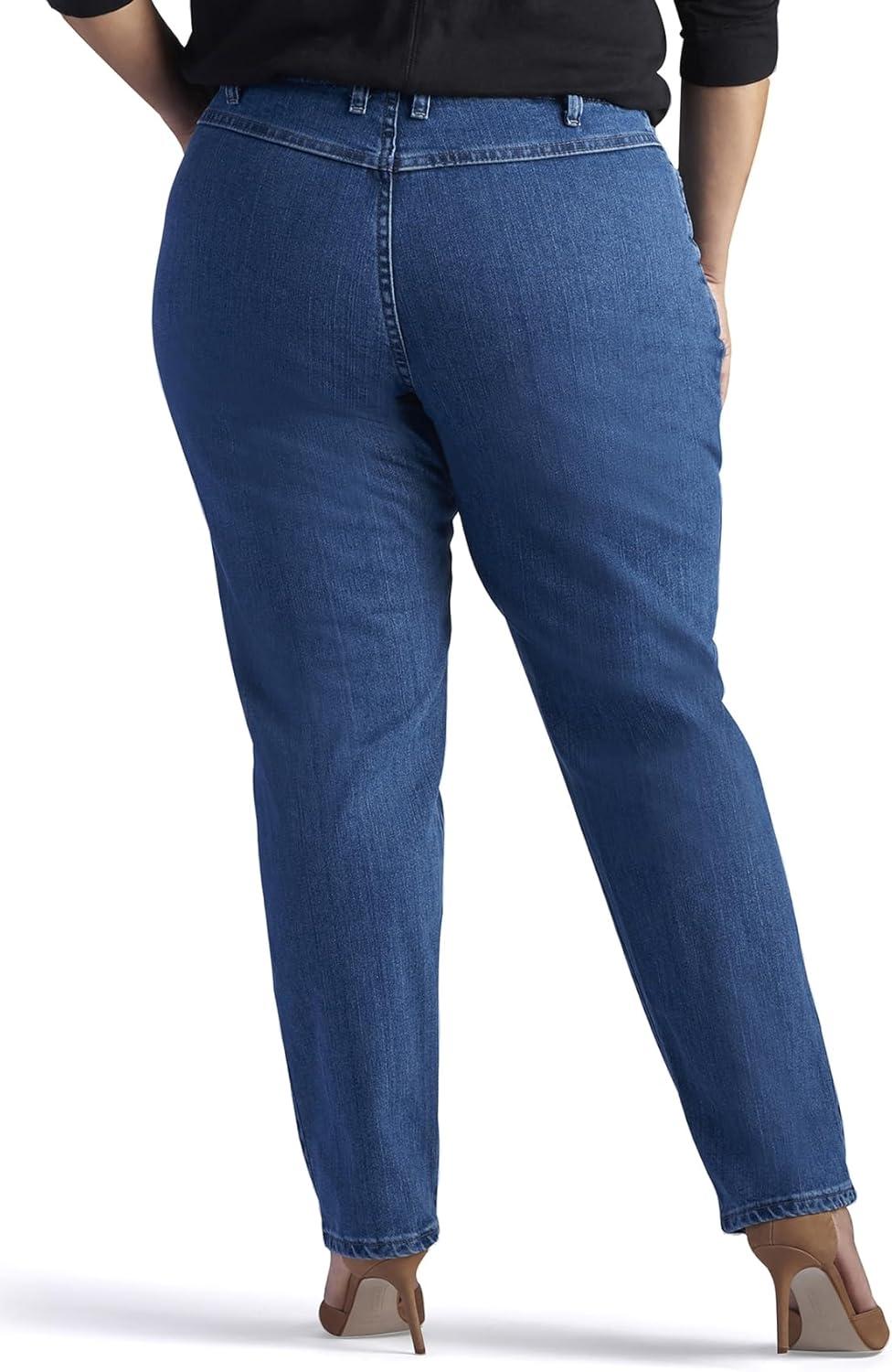 imageLee Womens Plus Size Relaxed Fit Side Elastic Tapered Leg JeanPepper Stone