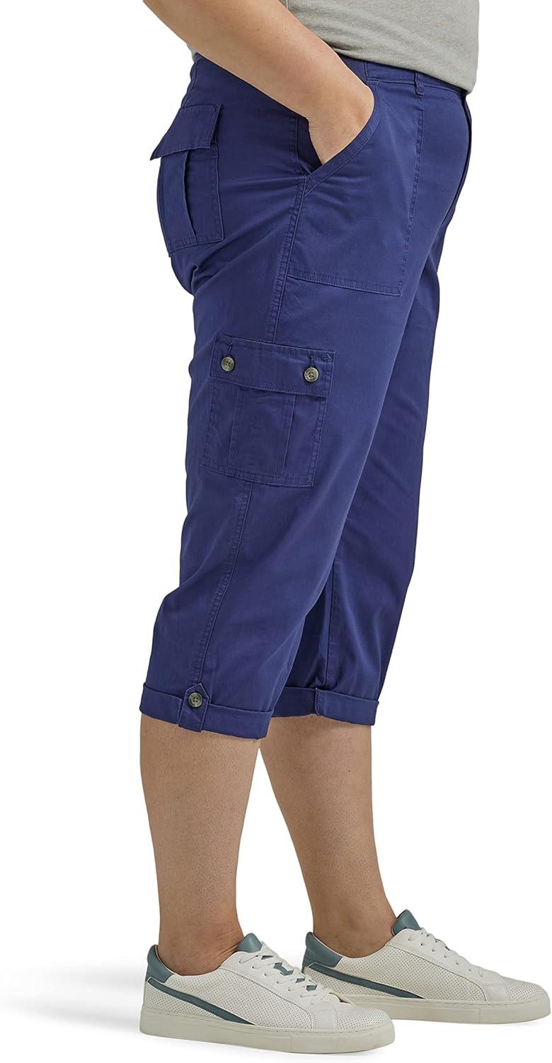 imageLee Womens Plus Size Ultra Lux Comfort with Flextogo Cargo Capri PantMedieval Blue