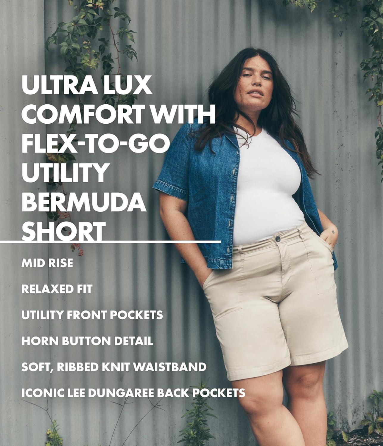 imageLee Womens Plus Size Ultra Lux Comfort with Flextogo Utility Bermuda ShortGreige