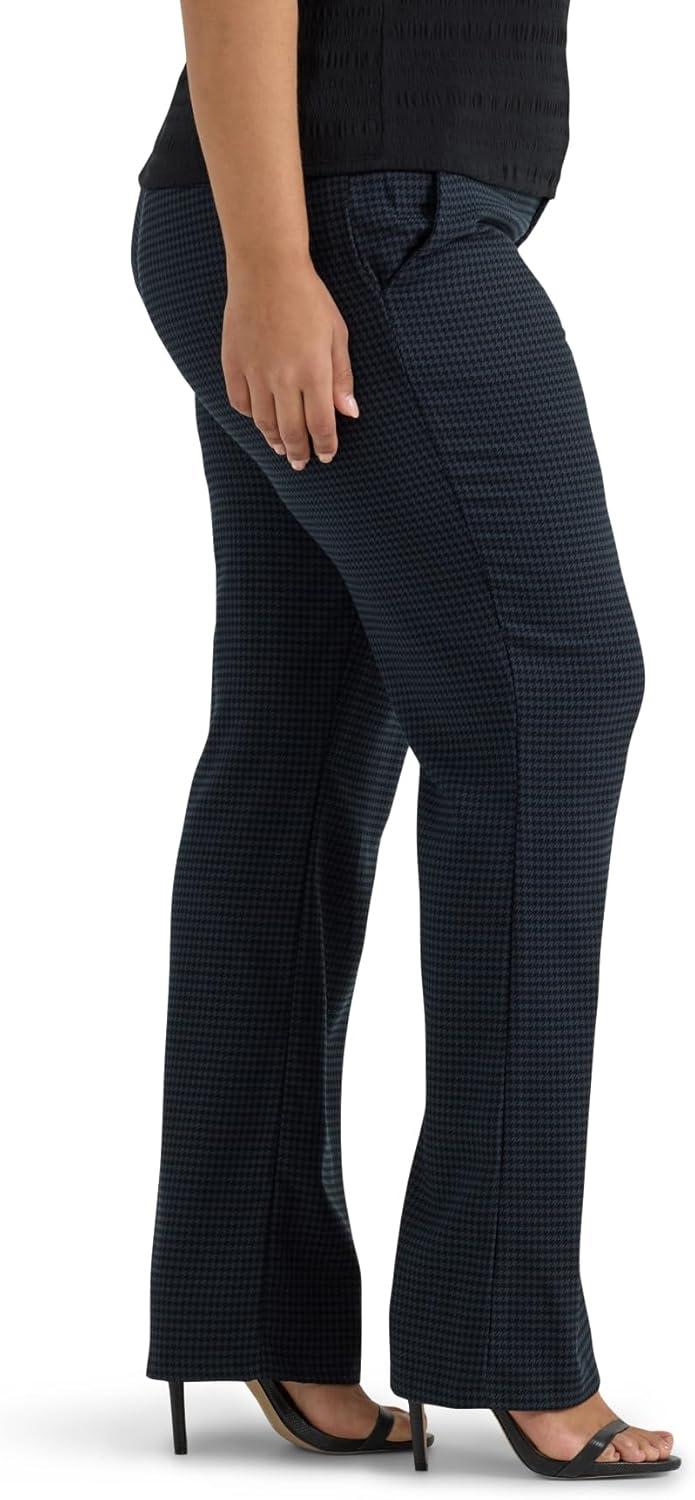 imageLee Womens Plus Size Wrinkle Free Mid Rise Bootcut PantCharcoal Black Houndstooth